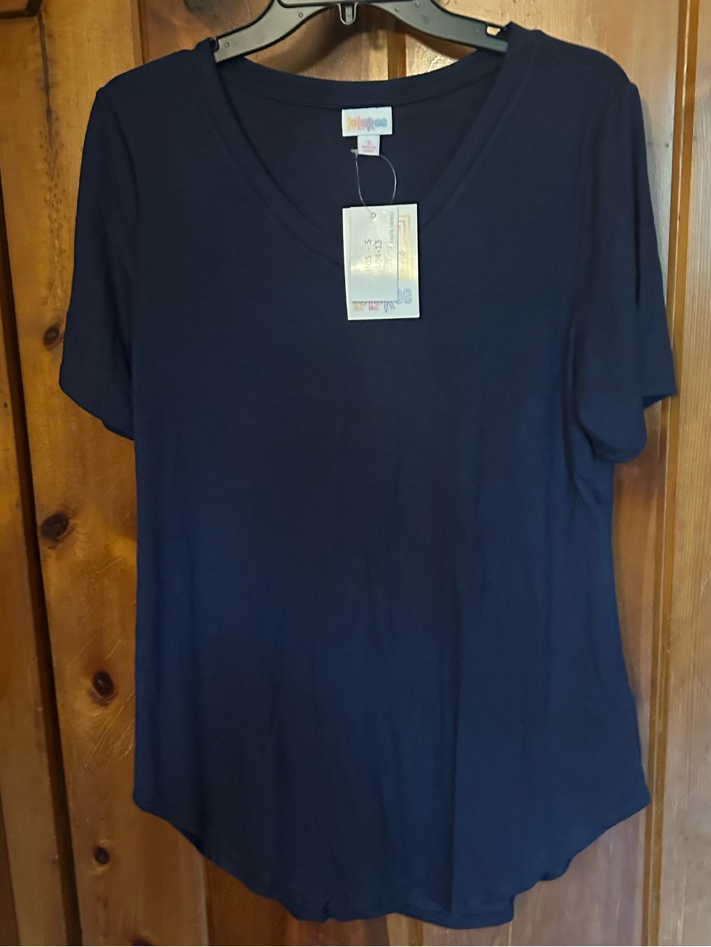 LuLaRoe Navy V-Neck Short Sleeve Tee - Iris Small NWT